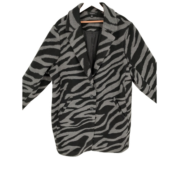 Torrid Woman Black/Gray Animal Print Button up Coat Size 2X Lined 2 Slash Pocket - Picture 1 of 7